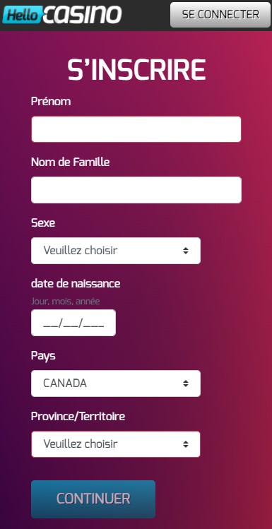 Image du processus d'inscription sur Playzee Casino 1