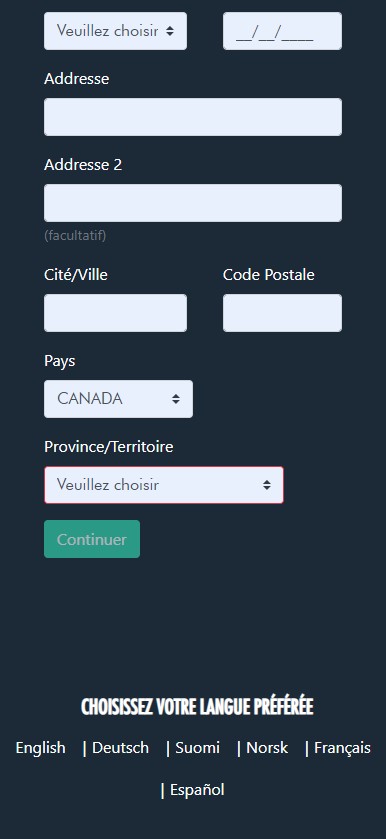Image 2 du processus d'inscription au Jonny Jackpot