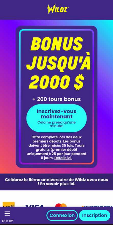 Aperçu Wildz Casino Mobile 2