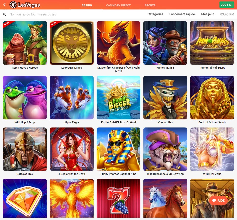 Aperçu Desktop LeoVegas Casino 1