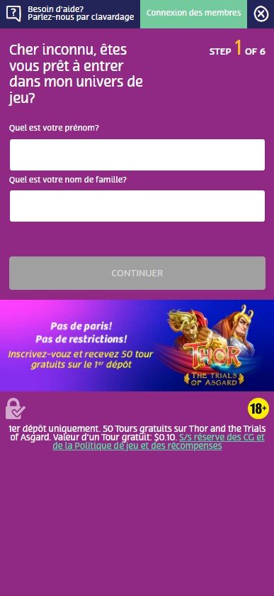 Illustration du septième écran du processus d'inscription sur le casino PlayOjo