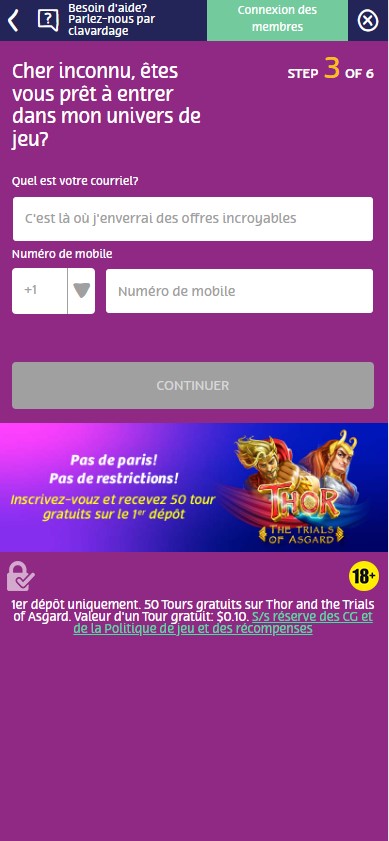 Illustration du cinquième écran du processus d'inscription sur le casino PlayOjo