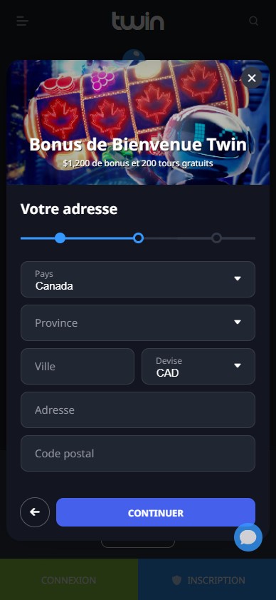 Image du processus d'inscription de Twin Casino 2