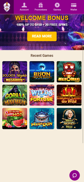 Vue d'ensemble 2 du Wild Sultan Casino sur mobile