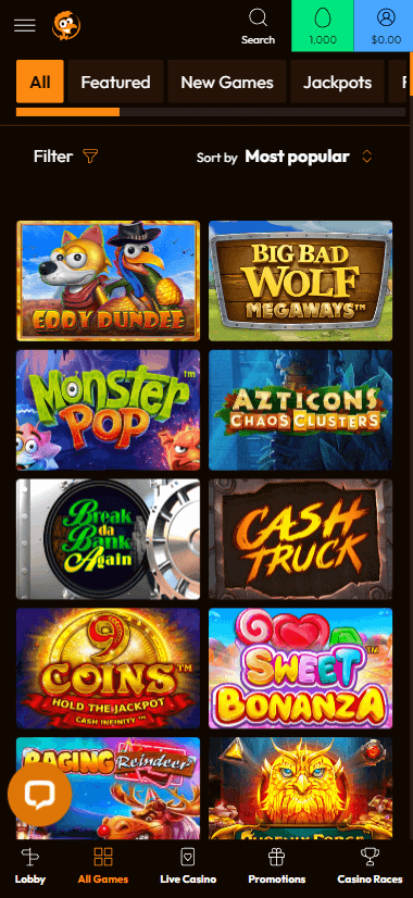 Aperçu d'Emu Casino Mobile 2