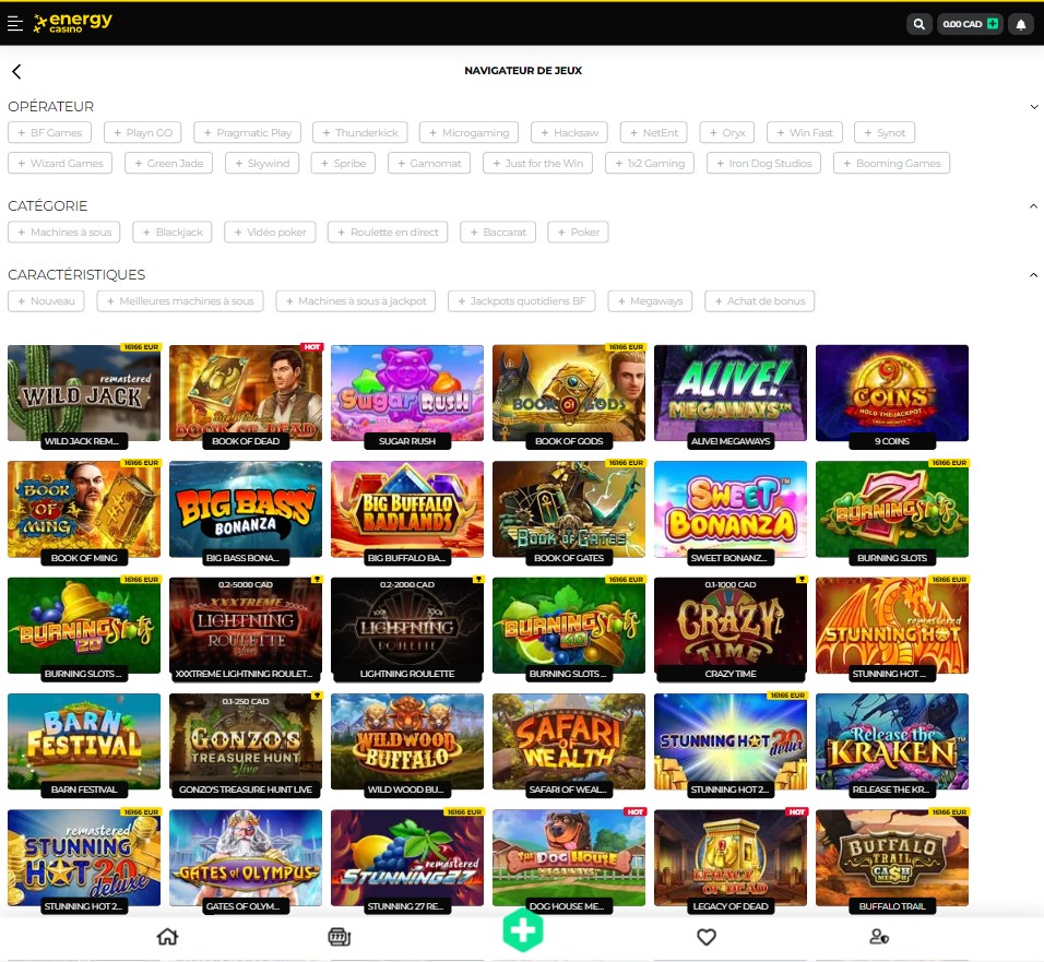 Aperçu 2 sur ordinateur Energy Casino