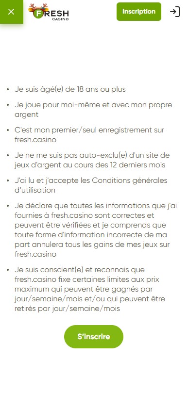 Illustration 2 du Processus d'Inscription à Fresh Casino