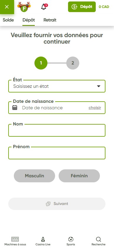 Illustration 3 du Processus d'Inscription à Fresh Casino