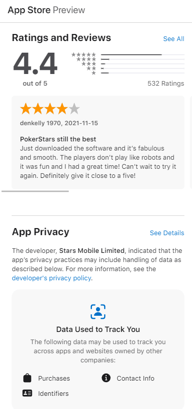 Aperçu de l'application PokerStars Casino - Image 2.