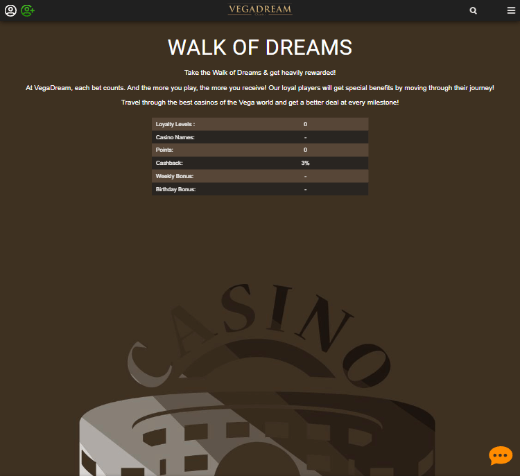 VegaDream Casino Desktop Aperçu 2