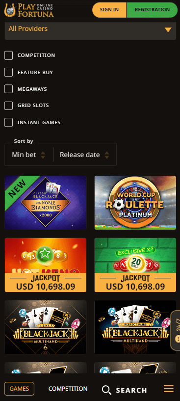 Aperçu 1 de Play Fortuna Casino sur Mobile