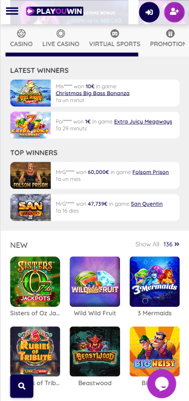 Aperçu 1 de Playouwin Casino Mobile