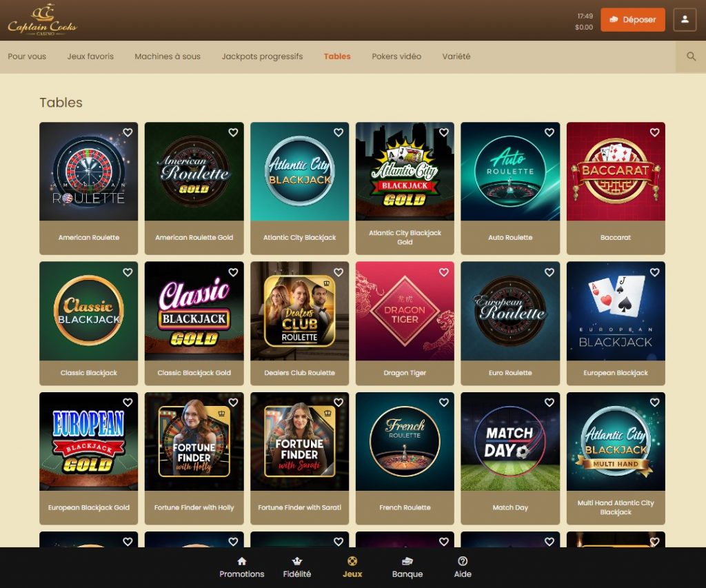 Aperçu 1 Captain Cooks Casino Desktop
