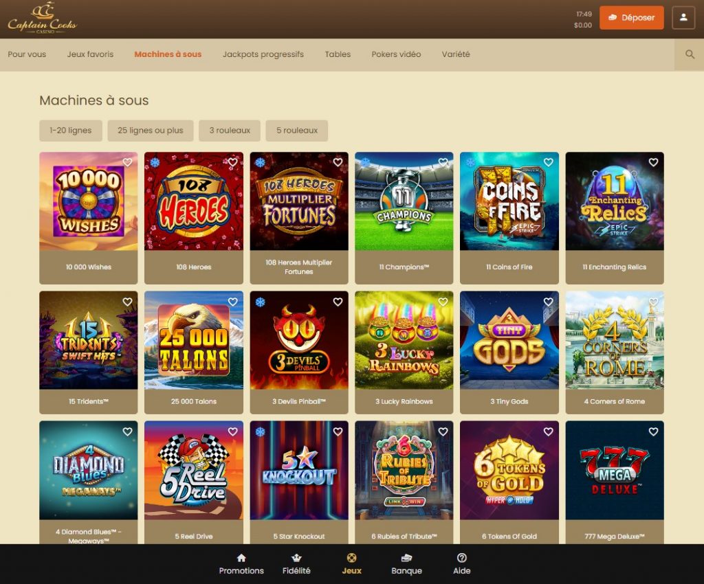 Aperçu 2 Captain Cooks Casino Desktop