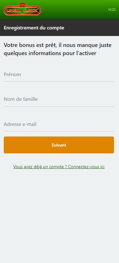 Aperçu du processus d'inscription pour Casino Classic Image 5.