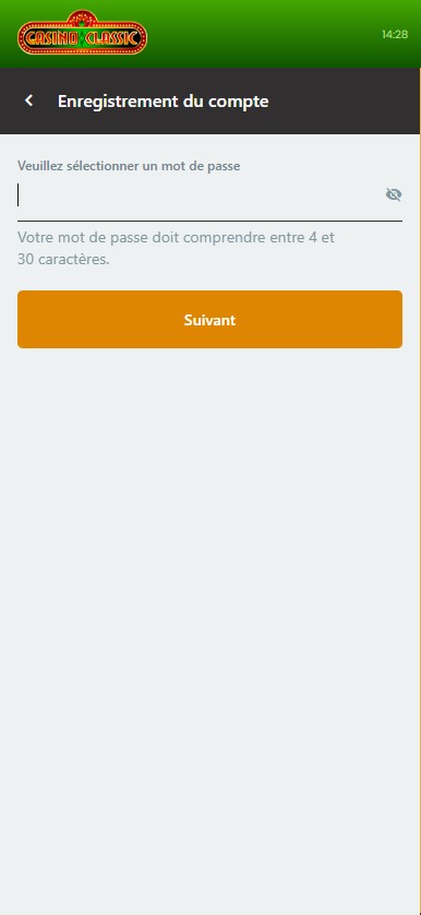 Aperçu du processus d'inscription pour Casino Classic Image 3.