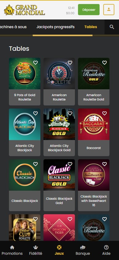 Grand Mondial Casino Mobile aperçu 1