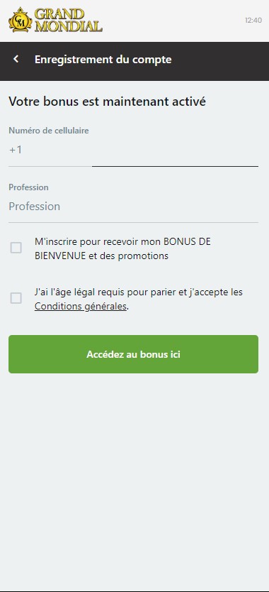 Image du processus d'inscription à Grand Mondial Casino - Image 1