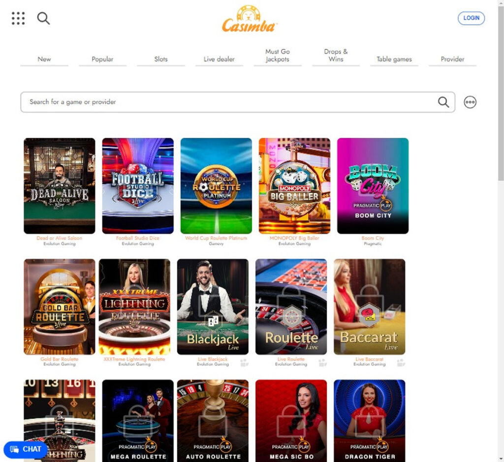 Casimba Casino Aperçu Desktop 2