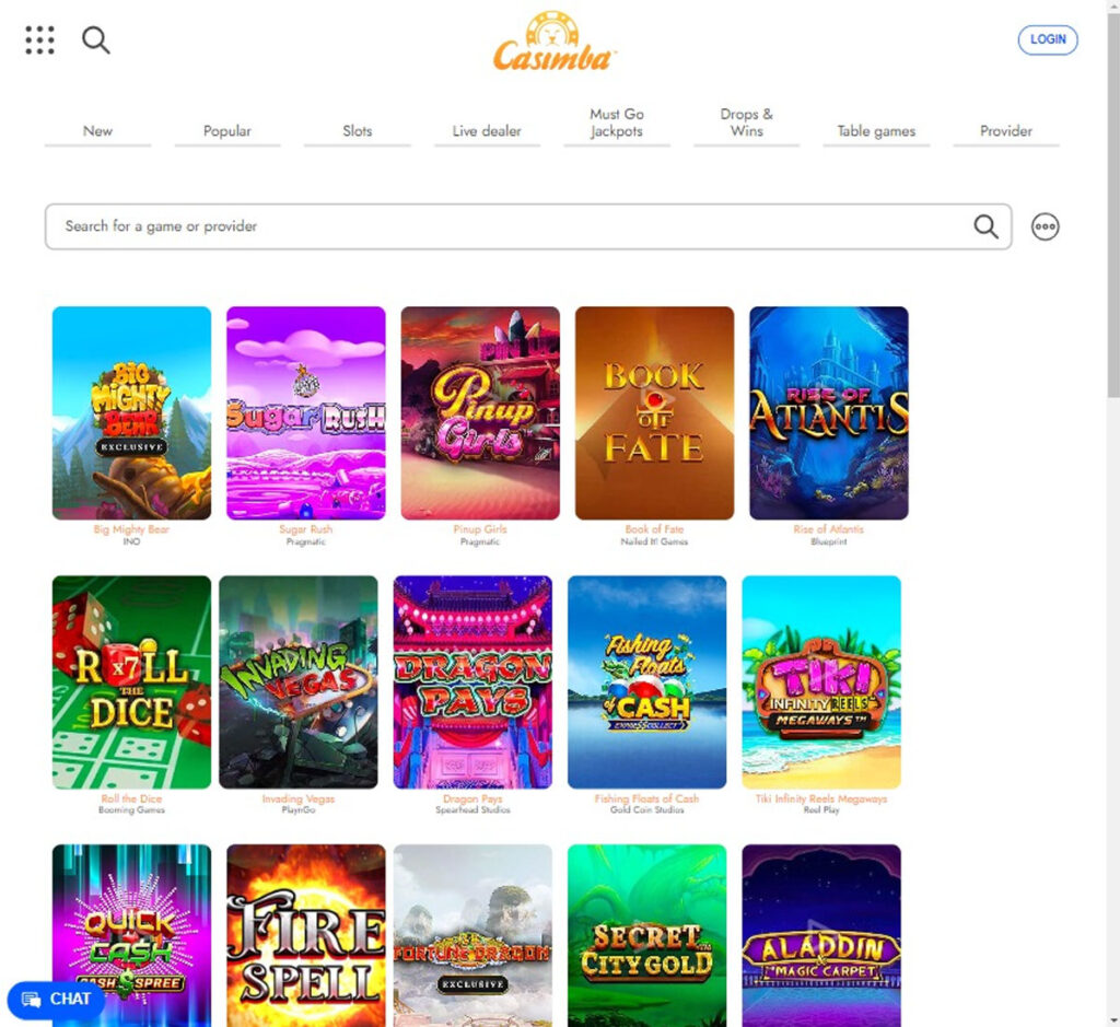 Casimba Casino Aperçu Desktop 1