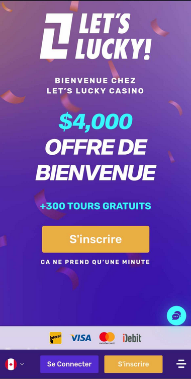 Vue 2 de Let's Lucky Casino Mobile
