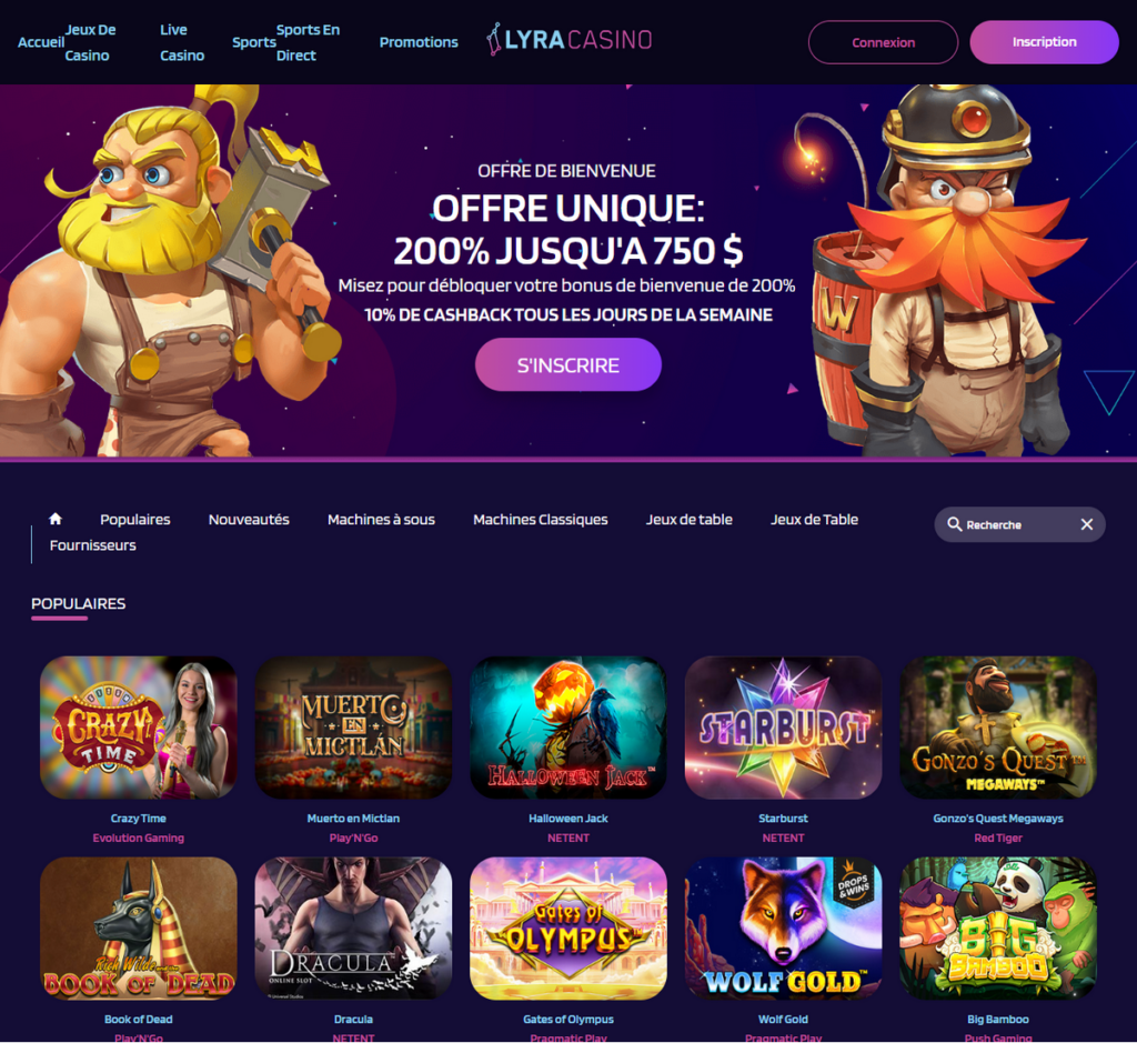 Aperçu Lyra Casino Desktop 1
