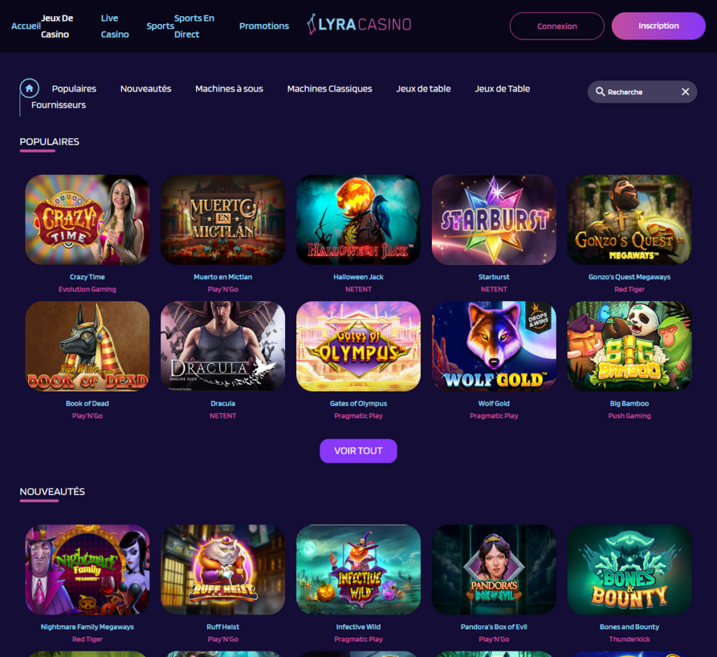 Aperçu Lyra Casino Desktop 2