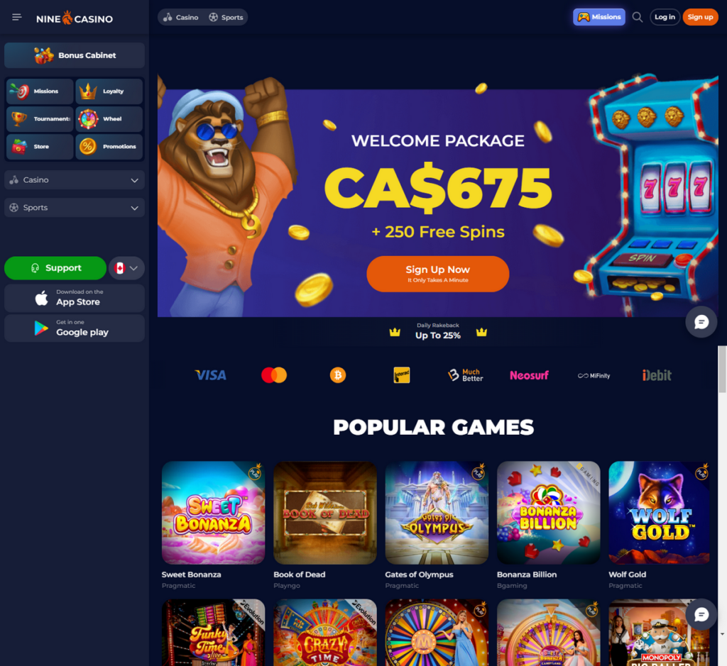 NineCasino Desktop Aperçu 2