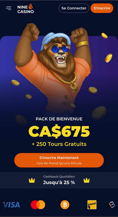 Aperçu Mobile NineCasino 1