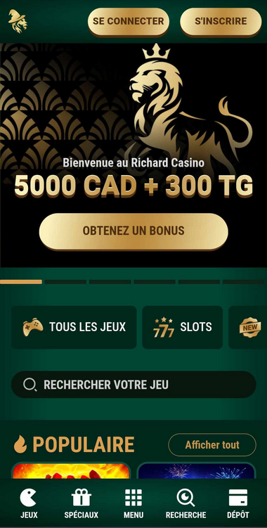 Aperçu de l'application du Casino Richard