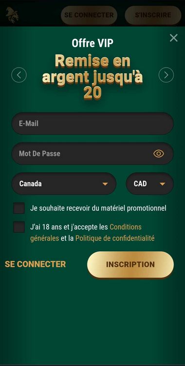 Image 1 du processus d'inscription chez Richard Casino