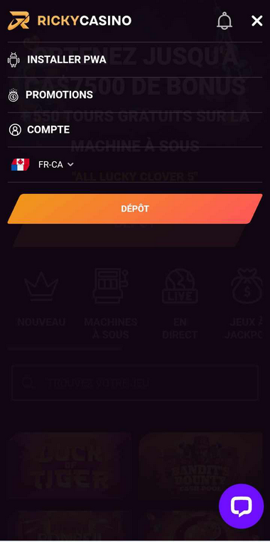 Aperçu Mobile Ricky Casino 2