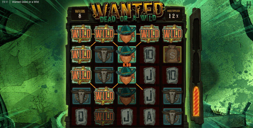 Recherchez le titre 'Wanted Dead or a Wild' conçu par Hacksaw Gaming.