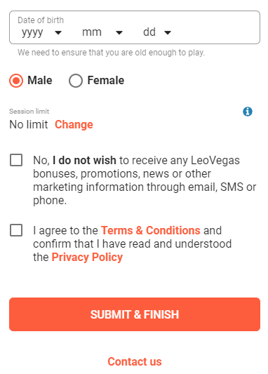 With a visually appealing layout, the LeoVegas website is prominently orange with a white background, rendering an inviting visual experience based on our findings during the review.