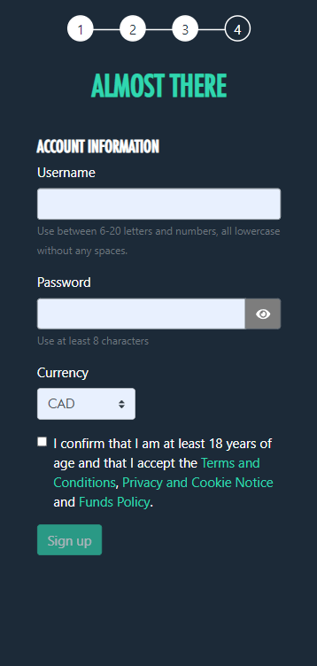 Images showcasing how to register at Jonny Jackpot Casino: Image 3.