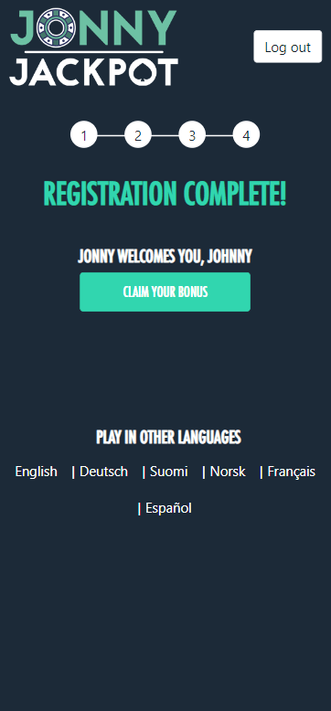 Images showcasing how to register at Jonny Jackpot Casino: Image 4.