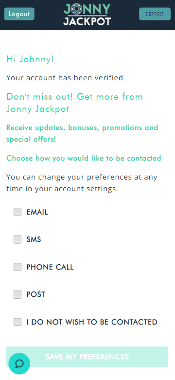 Images showcasing how to register at Jonny Jackpot Casino: Image 5.