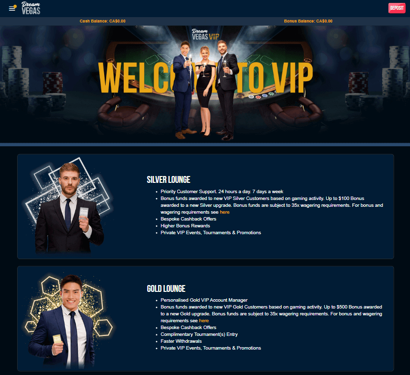 Dream Vegas Casino Desktop Preview 1