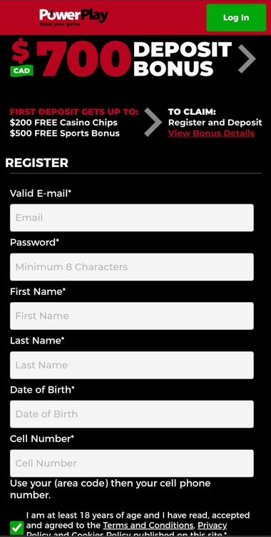 Snapshot detailing the Power Play Casino registration steps - Image 3.