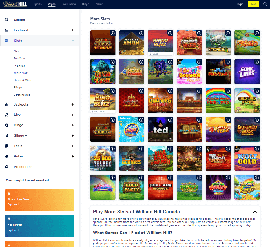 William Hill Casino Desktop Preview 2