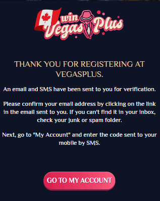 View image 2 from our VegasPlus Casino registration process.