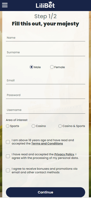 An image depicting the LiliBet Casino Registration Process.