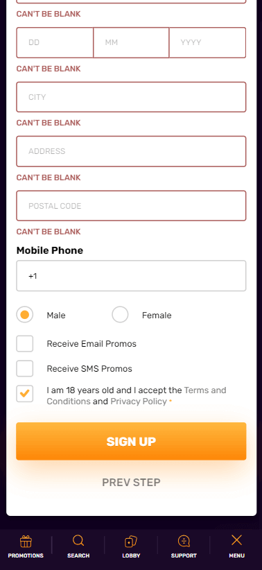 A convenient horizontal navigation bar provides quick access to key areas like registration, gameplay, and more at Dux Casino.