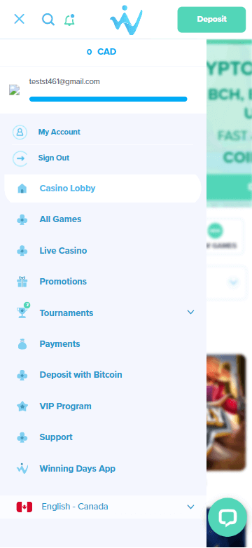 Winning Days Casino Mobile Preview 2
