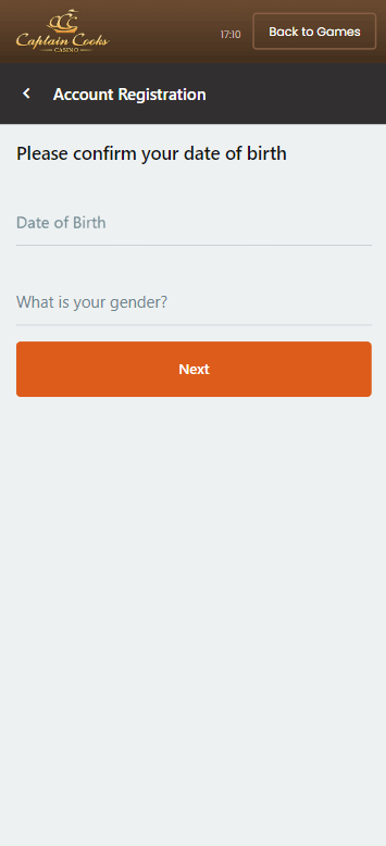 Second Image Demonstrating How to Register at Captain Cooks Casino.