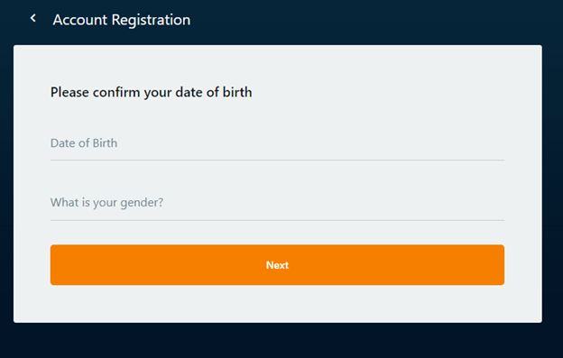Illustration of Cosmo Casino's registration process, Image 2.