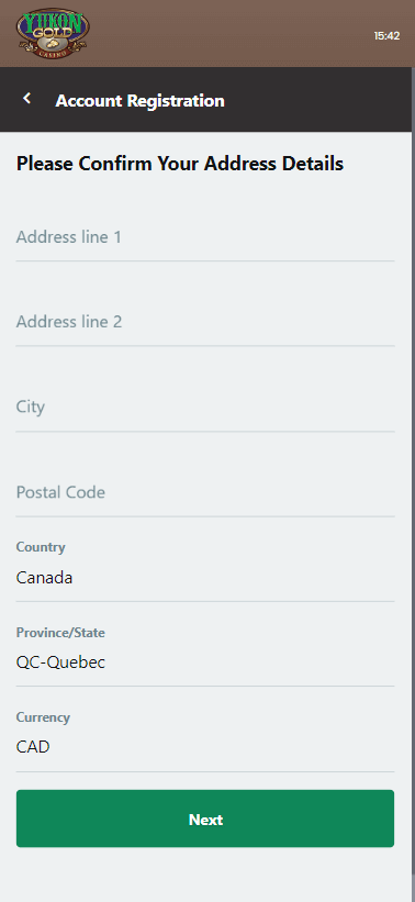 Visual Guide to Yukon Gold Casino Registration Step 4.