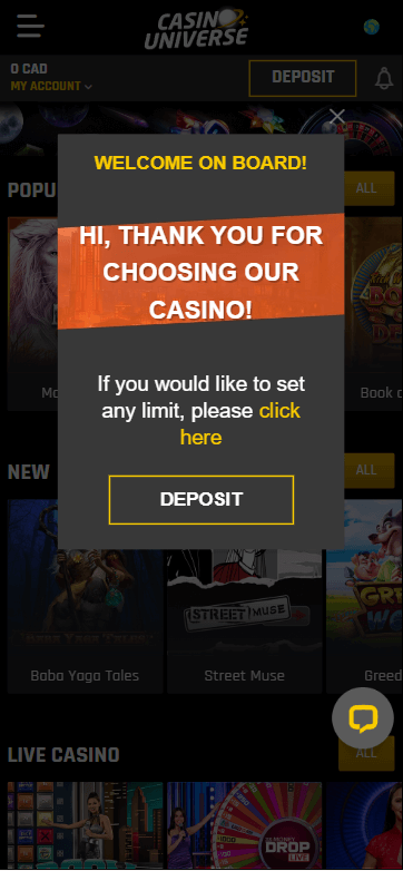 Casino Universe Registration Image, Part 4