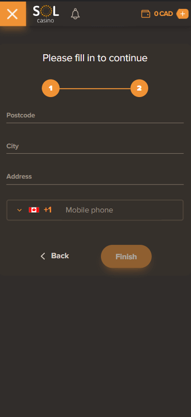 Visual Guide to Sol Casino Registration Process: Step 3