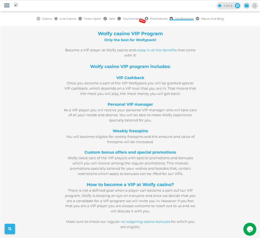 Wolfy Casino Desktop Preview 2